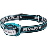 VARTA Stirnlampe LED inkl. 3x AAA Batterien Kopflampe, Outdoor Sports H10, extrem leicht, spritzwassergeschützt, zwei Leuchtmodi, verstellbares Kopfband