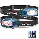 WARSUN Stirnlampe LED Kopflampe Verstellbar mit Sensor Stirnlampen batteriebetrieben ideal für Outdoors Camping, Blau 2 Stück