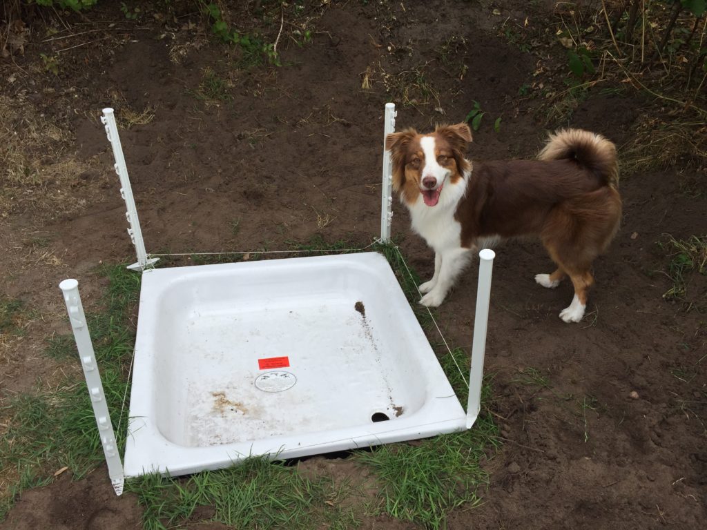 Hundepool bauen mithilfe von Wildzaunpfählen